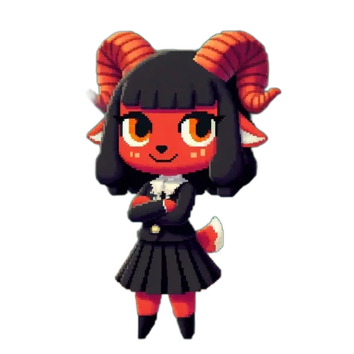 staff, creature, animal, pixel art, concept art, cartoon, 3d render, red transparent PNG cut-out