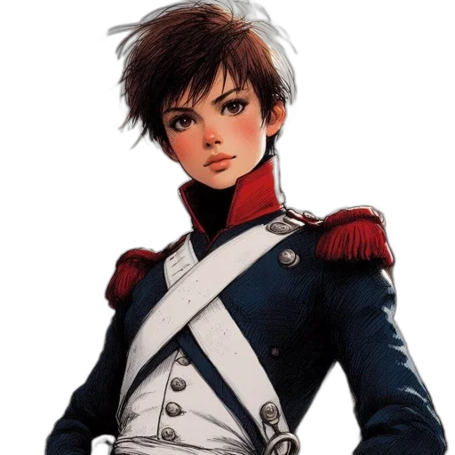 jacket, staff, face, concept art, anime, comic book art, fantasy art, red transparent PNG cut-out