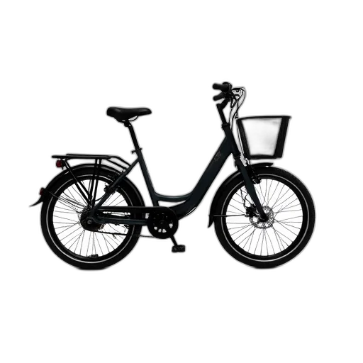 photorealistic, 3d render, concept art, cartoon, black, gray, folding, bicycle transparent PNG cut-out