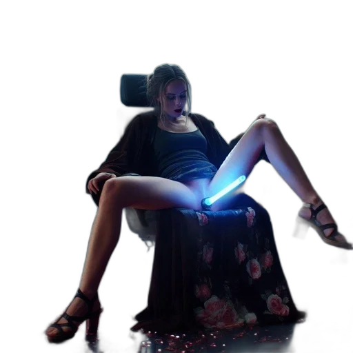 robot, staff, dress, shoes, cyberpunk, 3d render, concept art, photorealistic transparent PNG cut-out
