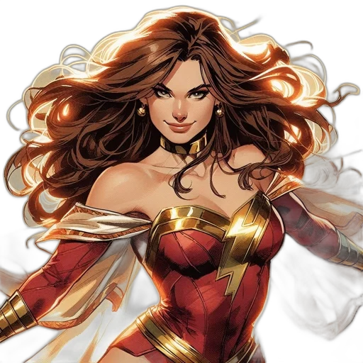 comic book art, concept art, fantasy art, female, superhero, long, brown, hair transparent PNG cut-out