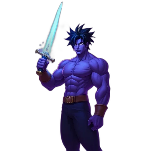 weapon, sword, staff, concept art, pixel art, fantasy art, 3d render, blue transparent PNG cut-out