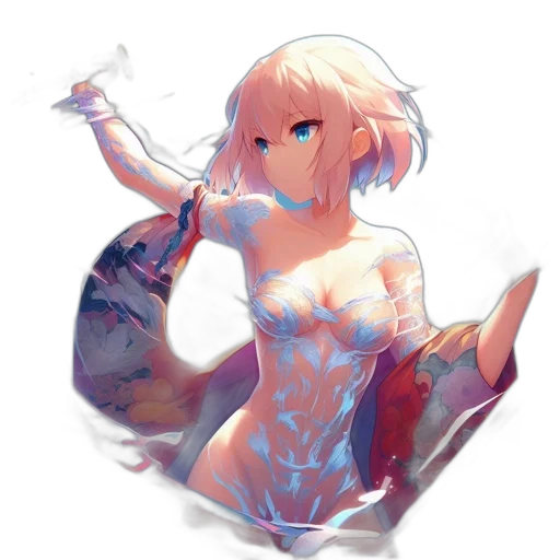 dress, dragon, robot, creature, fantasy art, concept art, anime, watercolor transparent PNG cut-out