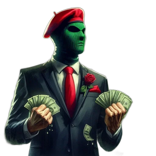mask, hat, face, jacket, concept art, pixel art, comic book art, 3d render transparent PNG cut-out