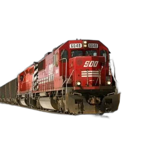 photorealistic, red, soo, train, number, 6048, front, traveling transparent PNG cut-out