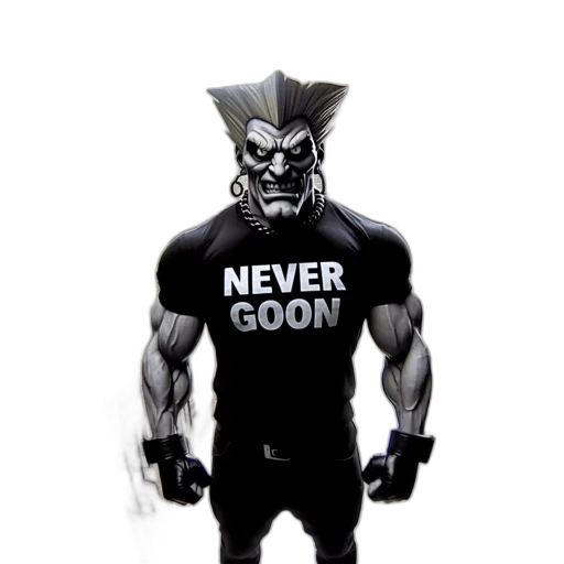 3d render, comic book art, concept art, cartoon, muscular, figure, spiky, hairstyle transparent PNG cut-out