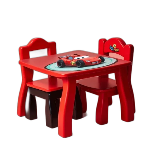 furniture, robot, 3d render, red, children, table, glossy, finish transparent PNG cut-out