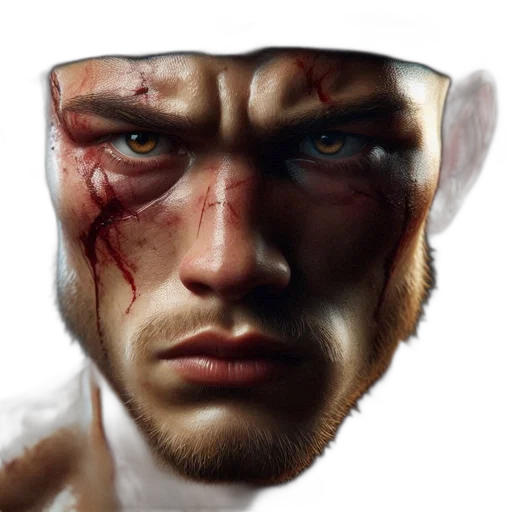face, mask, photorealistic, concept art, comic book art, cyberpunk, man, blood-stained transparent PNG cut-out