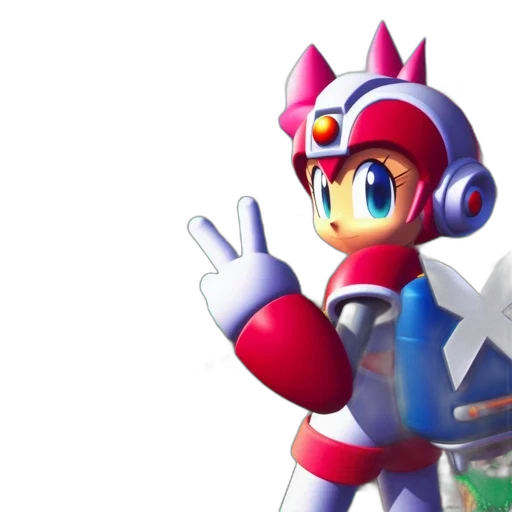 robot, weapon, 3d render, concept art, pixel art, vaporwave, character, pink transparent PNG cut-out