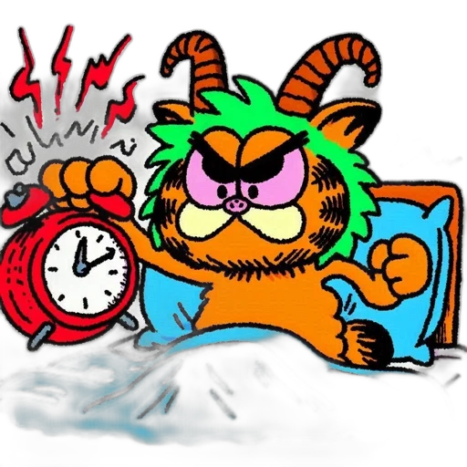 cartoon, character, furry, orange, creature, green, hair, horns transparent PNG cut-out