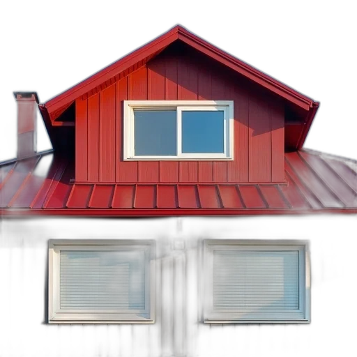 building, furniture, 3d render, photorealistic, concept art, red, two-story, house transparent PNG cut-out