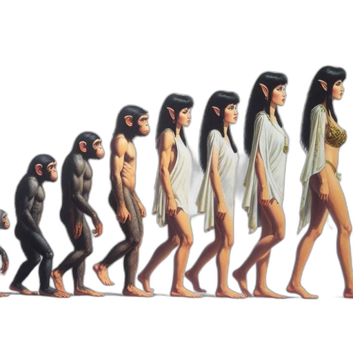 animal, concept art, illustrations, portray, humorous, stages, human, evolution transparent PNG cut-out