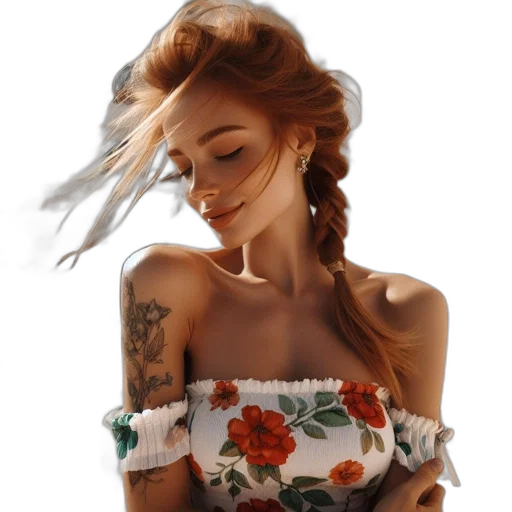 dress, jewelry, flower, crown, photorealistic, fantasy art, oil painting, concept art transparent PNG cut-out
