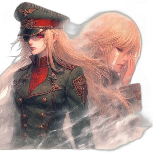 hat, jacket, weapon, face, concept art, watercolor, fantasy art, anime transparent PNG cut-out