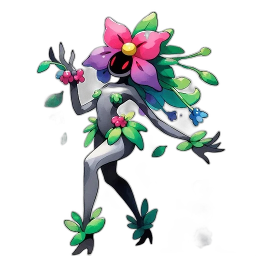 flower, creature, staff, robot, concept art, pixel art, watercolor, 3d render transparent PNG cut-out