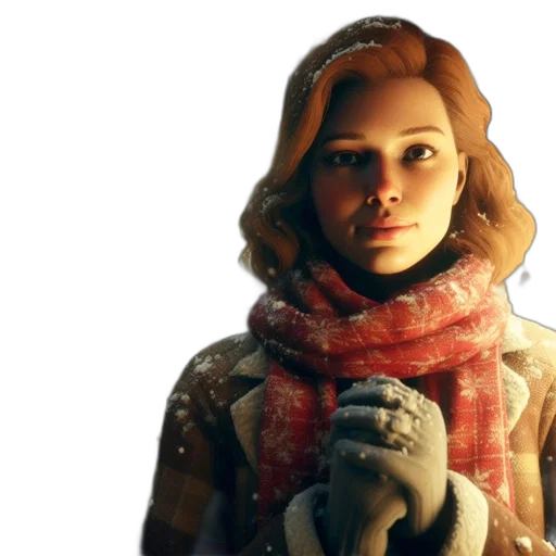 face, jacket, concept art, 3d render, photorealistic, snow, introspective, young transparent PNG cut-out