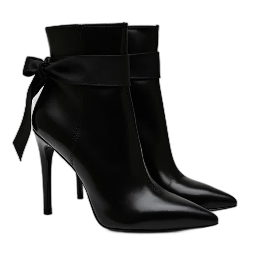 shoes, pair, black, high-heeled, ankle, boots, pointed, toe transparent PNG cut-out
