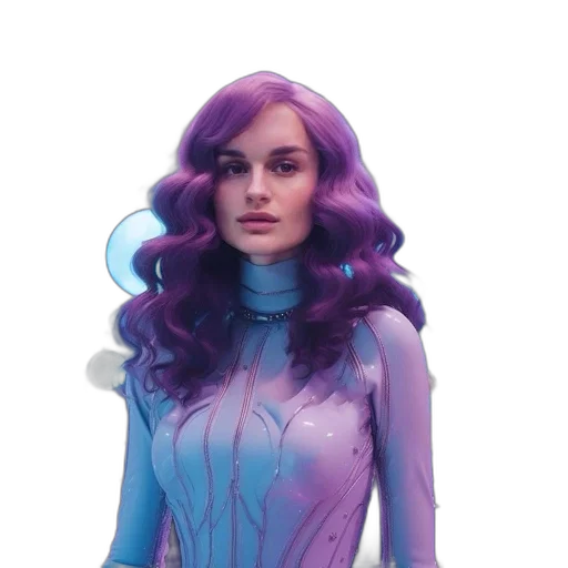 dress, hair, robot, concept art, comic book art, fantasy art, 3d render, outer space transparent PNG cut-out