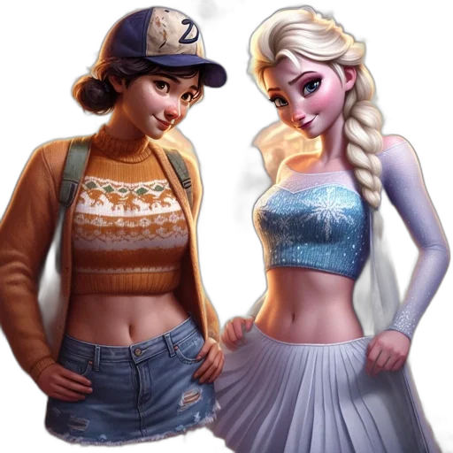 concept art, fantasy art, comic book art, pixel art, snow, blue, pastel, two transparent PNG cut-out