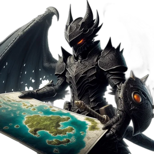dragon, sword, fantasy art, concept art, 3d render, comic book art, armored, winged transparent PNG cut-out