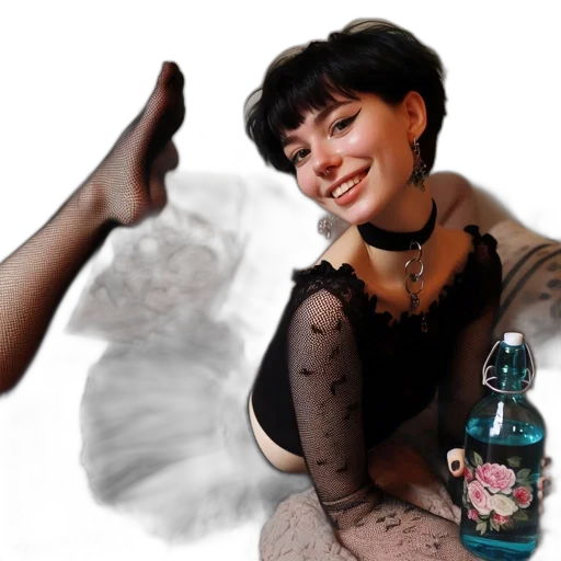 bottle, dress, photorealistic, concept art, fantasy art, oil painting, image, shows transparent PNG cut-out