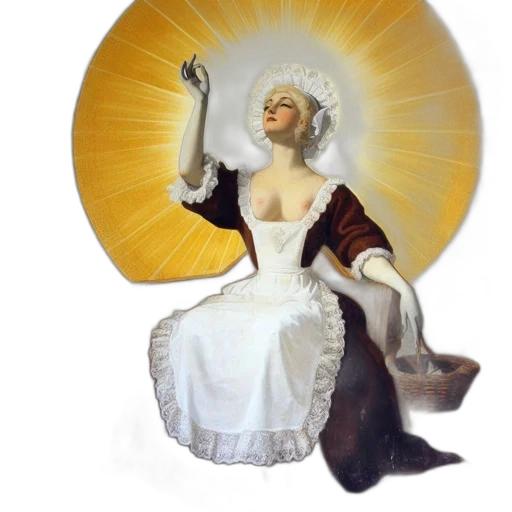dress, crown, staff, 3d render, concept art, photorealistic, woman, 18th-century transparent PNG cut-out