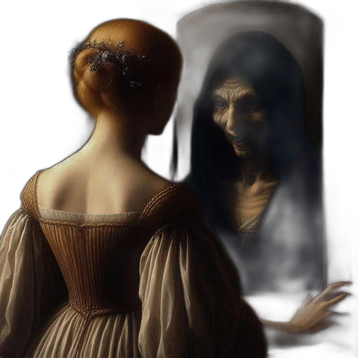 dress, mask, face, creature, concept art, photorealistic, oil painting, fantasy art transparent PNG cut-out