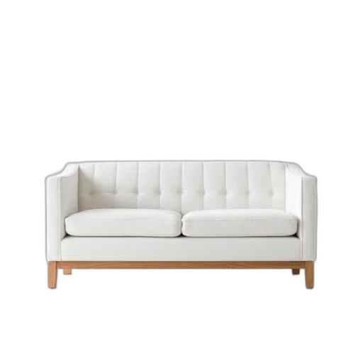 furniture, 3d render, monochrome, white, modern, couch, tufted, backrest transparent PNG cut-out