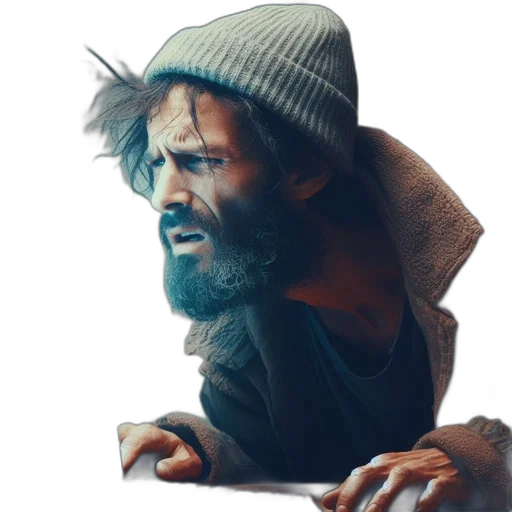 jacket, face, hat, concept art, photorealistic, 3d render, comic book art, man transparent PNG cut-out