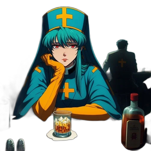 jacket, vaporwave, anime, concept art, cyberpunk, fire, female, animated transparent PNG cut-out
