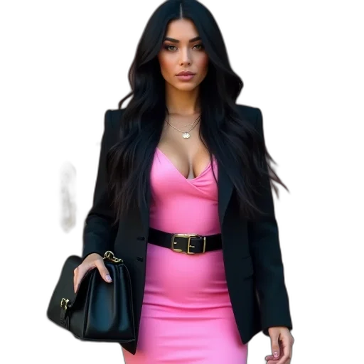 dress, jacket, jewelry, 3d render, photorealistic, cartoon, concept art, neon transparent PNG cut-out