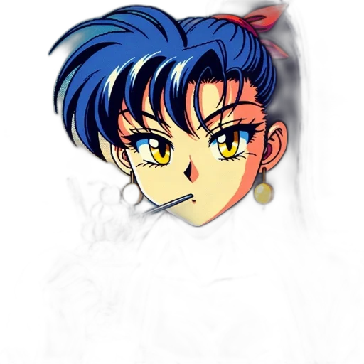 face, anime, watercolor, photorealistic, pixel art, blue, red, colorful transparent PNG cut-out