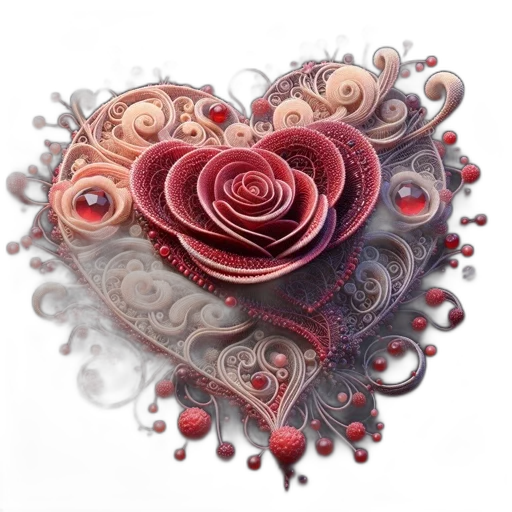 flower, jewelry, photorealistic, fantasy art, watercolor, 3d render, red, image transparent PNG cut-out