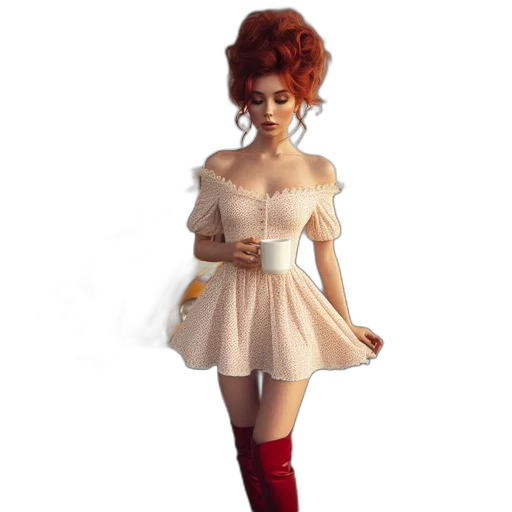 dress, concept art, 3d render, fantasy art, photorealistic, red, woman, bright transparent PNG cut-out