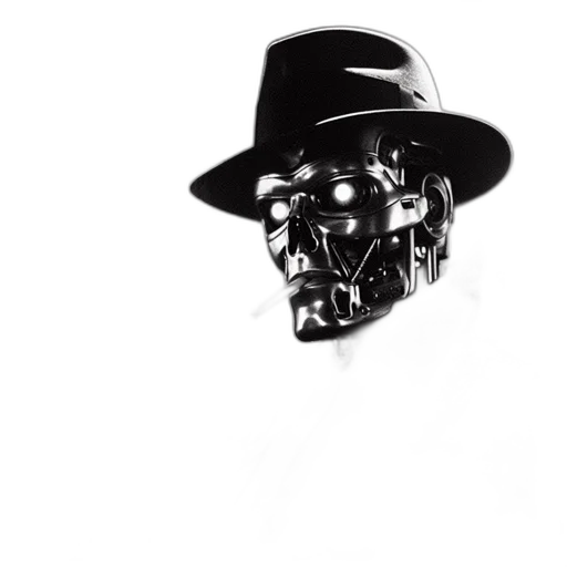 robot, mask, face, hat, cyberpunk, concept art, 3d render, comic book art transparent PNG cut-out