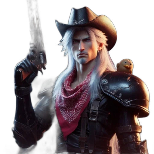 weapon, jacket, hat, staff, concept art, fantasy art, character, silver transparent PNG cut-out