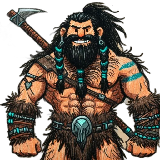 fantasy art, concept art, comic book art, pixel art, imposing, figure, clad, fur transparent PNG cut-out