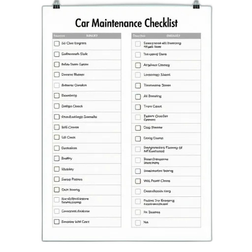 car, maintenance, checklist, calendar, layout, left, side, featuring transparent PNG cut-out