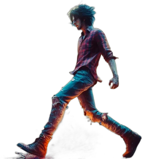 shoes, jacket, concept art, 3d render, pixel art, comic book art, young, man transparent PNG cut-out
