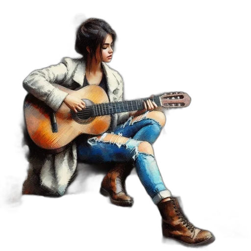 jacket, watercolor, photorealistic, concept art, oil painting, blue, young, woman transparent PNG cut-out