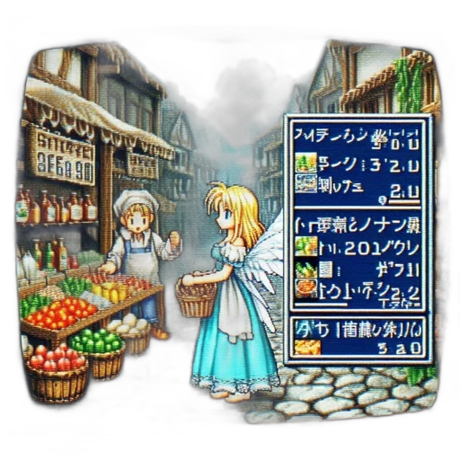 food, staff, pixel art, concept art, fantasy art, city street, night, snow transparent PNG cut-out