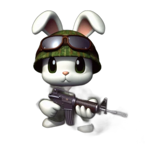weapon, animal, staff, pixel art, 3d render, concept art, cartoon, bunny transparent PNG cut-out