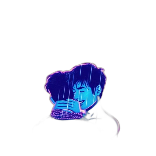 hair, mask, robot, face, vaporwave, anime, pixel art, cyberpunk transparent PNG cut-out