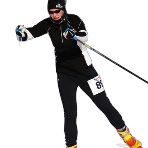 staff, cross-country, skier, black, attire, number, their, bib transparent PNG cut-out