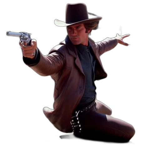 weapon, staff, hat, jacket, concept art, individual, portrays, western transparent PNG cut-out