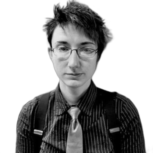 staff, jacket, face, hair, black-and-white, photo, person, wearing transparent PNG cut-out