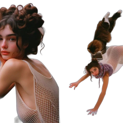 hair, dress, creature, concept art, photorealistic, 3d render, underwater, left transparent PNG cut-out