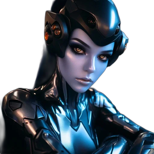 robot, face, mask, comic book art, concept art, fantasy art, 3d render, dark transparent PNG cut-out