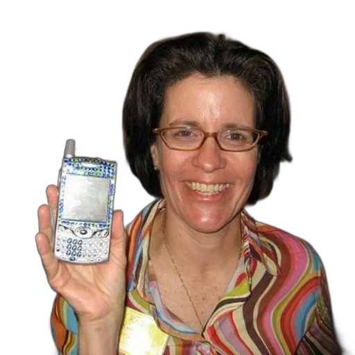 bottle, staff, jewelry, woman, colorful, shirt, holds, smartphone transparent PNG cut-out