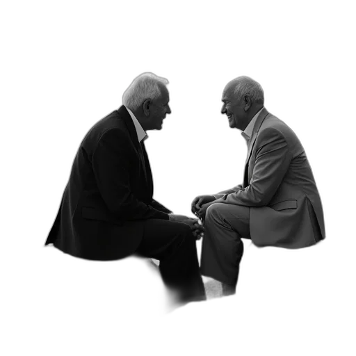 shoes, jacket, concept art, black, white, photograph, two, elderly transparent PNG cut-out